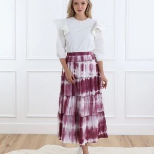 Udel New York Tie Dye Ruffle Maxi Dress Size Medium Pink NWT